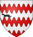 Blason de la famille de Mortemart : de Rochechouart, à une belette de sable sur la seconde fasce d'argent.