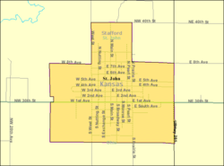 Detailed map of St John, Kansas