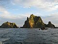 AT THIS SPOT PRESIDENT LEE MYUNG-BAK STOOD AND LOOKED OUT OVER DOKDO DURING HIS VISIT TO THE ROCK AUGUST 10TH 2012