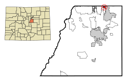 Location of Cottonwood in Douglas County, Colorado.