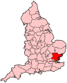 The location of Essex within England.