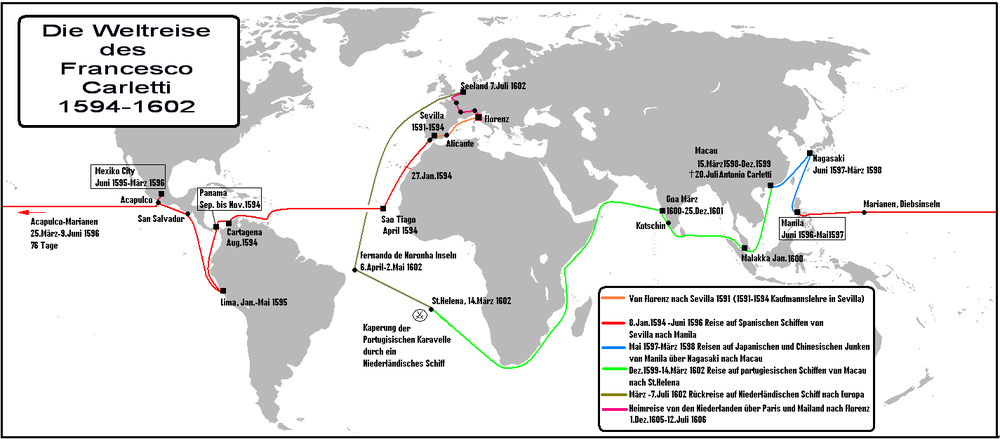 Le tour du monde de Francesco Carletti 1594–1602.