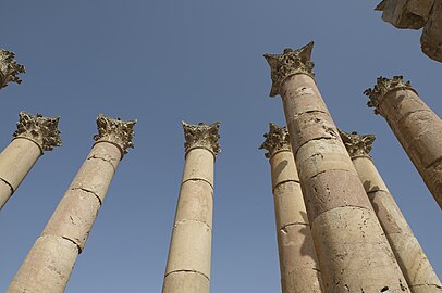 Roman Corinthian columns from the Temple of Artemis, Jerash, Jordan, 150 AD