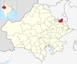 Location of Khairthal-Tijara district in Rajasthan