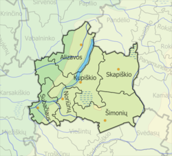 Map of Kupiškis district municipality