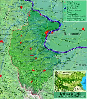 Localisation de Oblast de Vidin