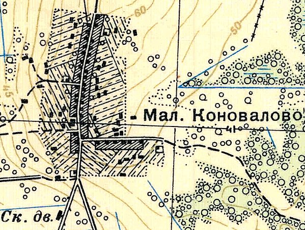 План деревни Малое Коновалово. 1939 год