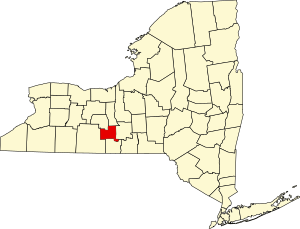 Map of New York highlighting Schuyler County