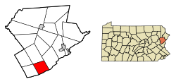Map of Ross Township in Monroe County, Pennsylvania (left) and of Monroe County in Pennsylvania (right)