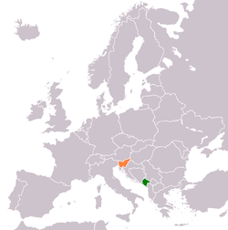 Map indicating locations of Црна Гора and Словенија