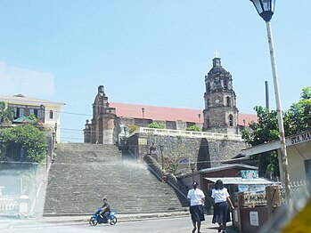 The stairway leading to the church courtyard