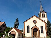 L'église protestante, partiellement inscrite aux MH[42].