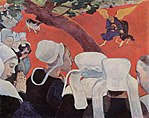 Paul Gauguin pintando La visión después del sermón de 1888 monjas reunidas alrededor de un pequeño ángel