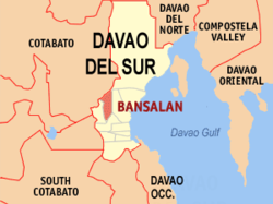Map of Davao del Sur with Bansalan highlighted