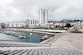 Center of Ponta Delgada, from the marina complex, Portas do Mar.