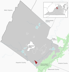 Location of the Port Republic CDP within Rockingham County