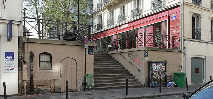 Treppe der Rue Marcel Gromaire zwischen der Rue Amelot (früherer Graben) und dem Boulevard Beaumarchais.