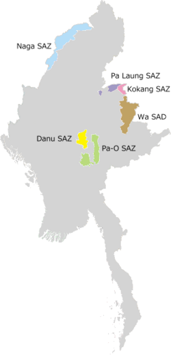 Pa-O SAZがパオ自治区。の位置図