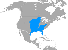 Range map showing North America