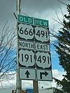 A highway sign for U.S. Route 491/666