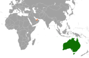 Location map for Australia and the United Arab Emirates.