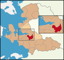 Map showing Buca District in İzmir Province