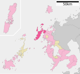 Hirados läge i Nagasaki prefektur      Städer      Landskommuner