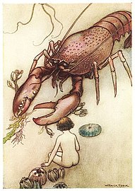 Illustration from The Water-Babies by Charles Kingsley, illustrated by Warwick Goble (d. 1943)