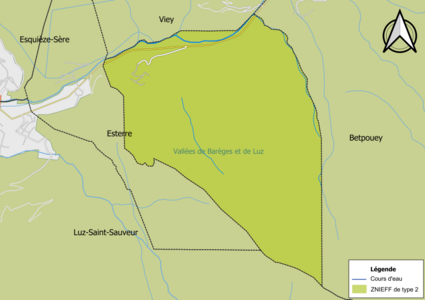 Carte de la ZNIEFF de type 2 sur la commune.