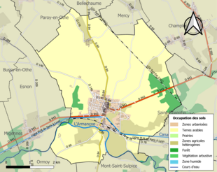 Carte en couleurs présentant l'occupation des sols.