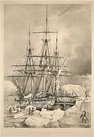Astrolabe making water on a floe, 6 February 1838.