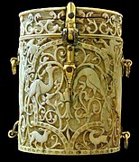 Cylindrical Ivory Box, 11th or 12th century, Museum of Islamic Art, Cairo