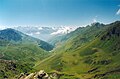 View west from the Col du Tourmalet, towards Bareges.