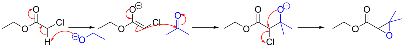 Arrow-pushing mechanism for the Darzens reaction.