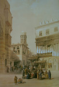 Bazaar of the Coppersmiths in Cairo by David Roberts, 1838 (Sharia al-Nahhasin, part of Sharia Mu'izz id-Din Allah)