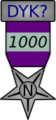 Award for 1000 DYK nominations