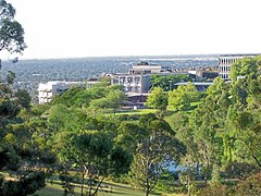 Flinders University buildings from the campus hills