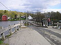 Floating bridge in Brookfield, Vermont traversed by Vermont Route 65.