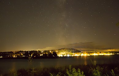 Fish Creek at night in October, as seen from Peninsula State Park