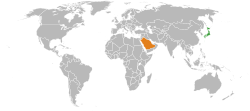 Map indicating locations of Japan and Saudi Arabia