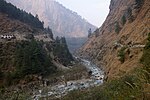 Kali Gandaki vid Ghasa, mellan Annapurna och Dhaulagiri.