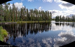 Kvarntjärnarna vid Lägstaåns inlopp.