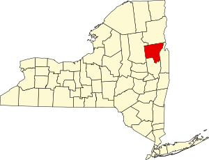 Map of New York highlighting Warren County