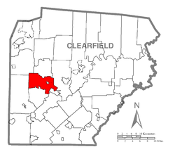 Map of Clearfield County, Pennsylvania highlighting Penn Township