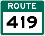 Route 419 marker