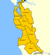 Map of the Costanoan languages and major villages.