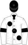 White, large black spots, armlets and cap