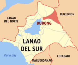 Map of Lanao del Sur with Bubong highlighted
