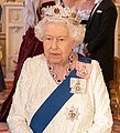 Elizabeth II wearing the Burmese Ruby Tiara at a state banquet in 2019.