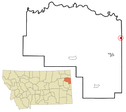 Location of Fairview, Montana